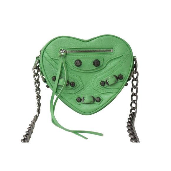 Balenciaga Le Cagole Heart Shoulder Bag Green Silver - Picture 3 of 10